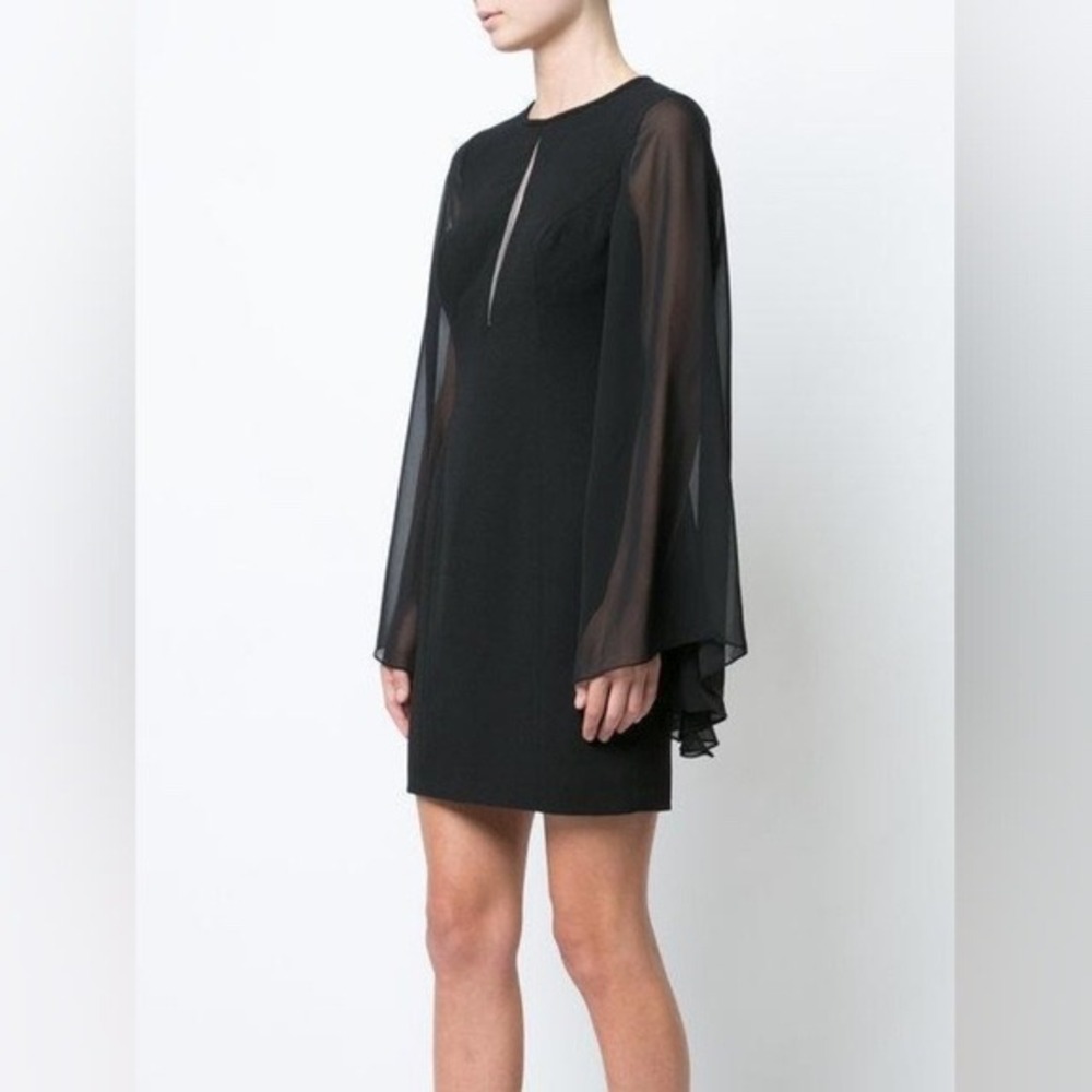 Aidan Mattox Womens Black Sheer Cape Sleeve Keyhole Mini Dress Size 6 MD1133‎